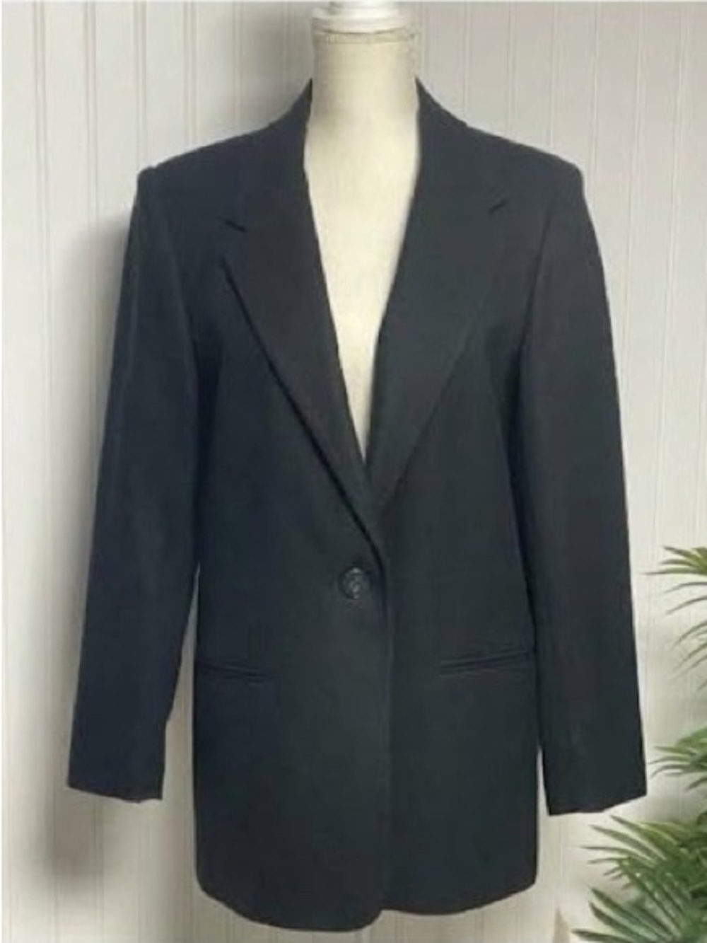 Sag Harbor Wool Classic Single Button Black Blazer Women's 12